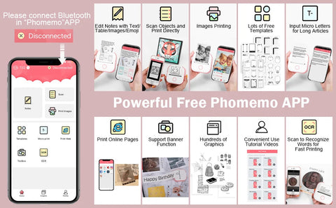 Phomemo T02 Wireless Pocket Thermal Printer Portable Mini Wirelessly BT Connect 203dpi Photo Label Memo List Printing Clearly Ewkiki