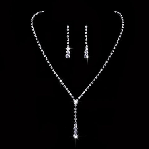Fashion Crystal Bride Jewelry Set Rhinestone Silver-plated Wedding Dress Banquet Necklace Earring Set Ladies Gift Ewkiki