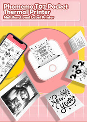 T02 Mini Thermal Printer Phomemo T02 Sticker Maker Machine Portable Bluetooth Pocket Printer Study Supplies for Photos Notes Ewkiki