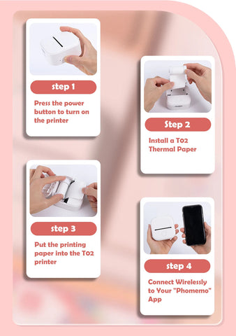 T02 Mini Thermal Printer Phomemo T02 Sticker Maker Machine Portable Bluetooth Pocket Printer Study Supplies for Photos Notes Ewkiki
