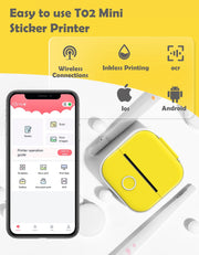 Phomemo T02 Pocket Printer Photo Journal Printing 53mm Sticker Labels Wireless Connection No-Ink Thermal Printing Long Battery Ewkiki