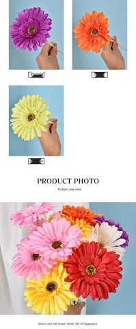 1 Bundle Silk Gerbera Wedding Home Decoration Artificial Flowers Home Decoration Sunflower Artificial Flowers - Ewkiki
