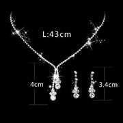 Fashion Crystal Bride Jewelry Set Rhinestone Silver-plated Wedding Dress Banquet Necklace Earring Set Ladies Gift Ewkiki