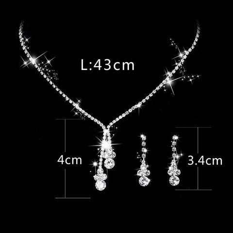 Fashion Crystal Bride Jewelry Set Rhinestone Silver-plated Wedding Dress Banquet Necklace Earring Set Ladies Gift Ewkiki