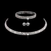 Fashion Crystal Bride Jewelry Set Rhinestone Silver-plated Wedding Dress Banquet Necklace Earring Set Ladies Gift Ewkiki