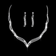 Fashion Crystal Bride Jewelry Set Rhinestone Silver-plated Wedding Dress Banquet Necklace Earring Set Ladies Gift Ewkiki