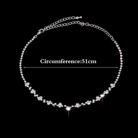 Fashion Crystal Bride Jewelry Set Rhinestone Silver-plated Wedding Dress Banquet Necklace Earring Set Ladies Gift Ewkiki