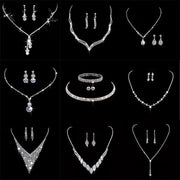 Fashion Crystal Bride Jewelry Set Rhinestone Silver-plated Wedding Dress Banquet Necklace Earring Set Ladies Gift Ewkiki