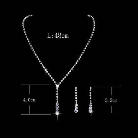 Fashion Crystal Bride Jewelry Set Rhinestone Silver-plated Wedding Dress Banquet Necklace Earring Set Ladies Gift Ewkiki