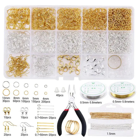 Jewelry Making Supplies Kit with Jewelry Tools, Jewelry Copper Wires Thread and Jewelry Findings for Jewelry Repair and Beading Ewkiki