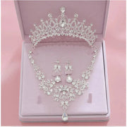 Luxury Bridal Jewelry Sets Women/Girl Gold Color Tiara/Crown Earrings Choker Necklace Bride Jewelry Set Ewkiki