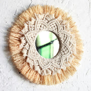 Boho Home Decoration Straw Hand-woven Mirror Wall Decoration Home Decoration Mirrors Bedroom  Macrame Wall Hanging - Ewkiki