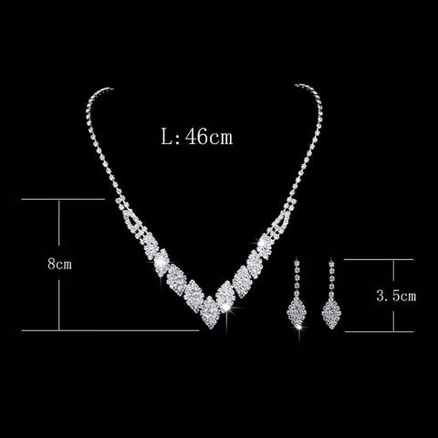 Fashion Crystal Bride Jewelry Set Rhinestone Silver-plated Wedding Dress Banquet Necklace Earring Set Ladies Gift Ewkiki
