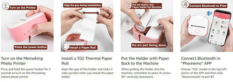 Phomemo T02 Wireless Pocket Thermal Printer Portable Mini Wirelessly BT Connect 203dpi Photo Label Memo List Printing Clearly Ewkiki