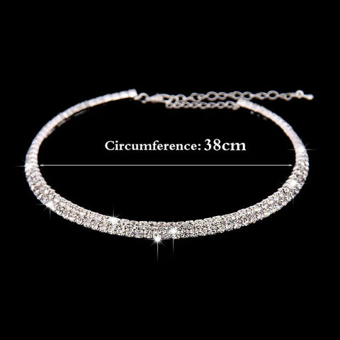 Fashion Crystal Bride Jewelry Set Rhinestone Silver-plated Wedding Dress Banquet Necklace Earring Set Ladies Gift Ewkiki