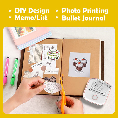 Phomemo T02 Pocket Printer Photo Journal Printing 53mm Sticker Labels Wireless Connection No-Ink Thermal Printing Long Battery Ewkiki
