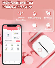 T02 Mini Thermal Printer Phomemo T02 Sticker Maker Machine Portable Bluetooth Pocket Printer Study Supplies for Photos Notes Ewkiki