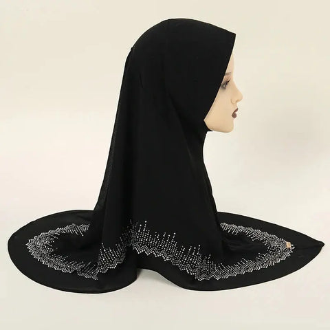Luxury Ramadan Diamonds Chiffon Hijab Instant Hijab Women Muslim Scarf With Rhinestone Heavy Quality Headscarf Wraps Party Hijab Ewkiki