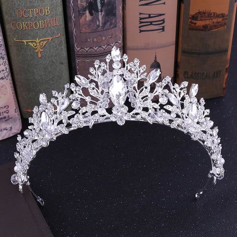 Bridal Jewelry Set Wedding Crowns for Brides Tiaras and Crowns Bride Crystal Rhinestone Necklace Tiara Wedding Hair Accessories Ewkiki