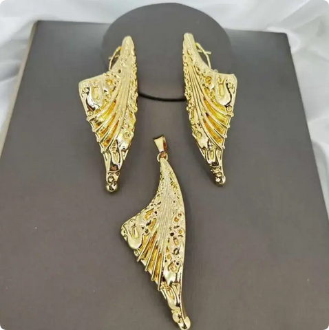 Women Jewelry Set High Quality Gold Plated Necklace Earring Light Weight Accessories African Party Outfit Yulaili Ewkiki