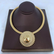 Dubai Jewelry Set for Women Round Beads Pendant Necklace and Earrings Gold Plated Jewelry for Weddings Bride Accessory Gift Ewkiki