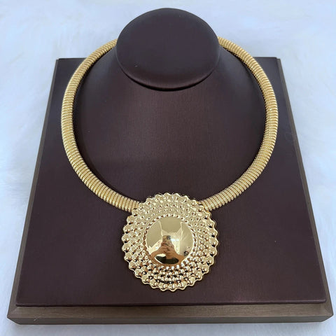Dubai Jewelry Set for Women Round Beads Pendant Necklace and Earrings Gold Plated Jewelry for Weddings Bride Accessory Gift Ewkiki