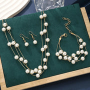 Women's Elegant Jewelry Set Multi-layered Imitation Pearl Necklaces Bracelets Earrings Simple Daily Wear Dating Party Weddings Ewkiki