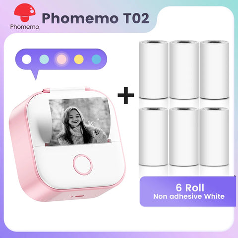 Phomemo T02 Pocket Printer Mini Portable Label Maker Self-adhesive Sticker mini impresora portatil impresora etiqueta adhesivas Ewkiki