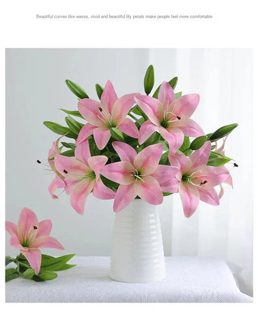Artificial Lily Flower Wedding Home Decoration Fake Flowers High Quality Luxury Home Decoration Flower Arrangement Wedding - Ewkiki