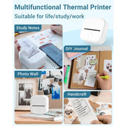 Phomemo T02 Wireless Pocket Thermal Printer Portable Mini Wirelessly BT Connect 203dpi Photo Label Memo List Printing Clearly Ewkiki