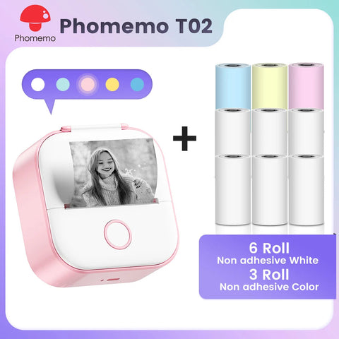 Phomemo T02 Pocket Printer Mini Portable Label Maker Self-adhesive Sticker mini impresora portatil impresora etiqueta adhesivas Ewkiki