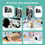 Phomemo T02 Portable Mini Thermal Printer Wirelessly BT 203dpi Photo Label Memo List Printing With USB Cable Imprimante Portable Ewkiki