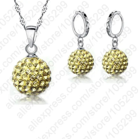 Jewelry High Quality Factory Price Fashion Wholesale Austrial Crystal Colorful 925 Sterling Silver Color Necklace&Earring Sets Ewkiki