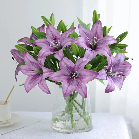 Artificial Lily Flower Wedding Home Decoration Fake Flowers High Quality Luxury Home Decoration Flower Arrangement Wedding - Ewkiki