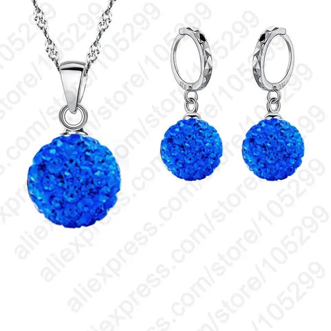 Jewelry High Quality Factory Price Fashion Wholesale Austrial Crystal Colorful 925 Sterling Silver Color Necklace&Earring Sets Ewkiki