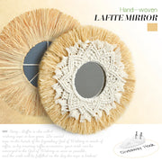 Boho Home Decoration Straw Hand-woven Mirror Wall Decoration Home Decoration Mirrors Bedroom  Macrame Wall Hanging - Ewkiki