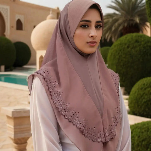 Luxury Ramadan Diamonds Chiffon Hijab Instant Hijab Women Muslim Scarf With Rhinestone Heavy Quality Headscarf Wraps Party Hijab Ewkiki