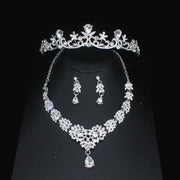 Luxury Bridal Jewelry Sets Women/Girl Gold Color Tiara/Crown Earrings Choker Necklace Bride Jewelry Set Ewkiki