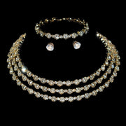 4-piece women's jewelry set with rhinestones, multi-layer collars, earrings, bracelets, wedding party accessories Ewkiki