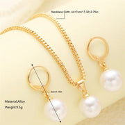 3 Pcs Round Pearl Jewelry Set Of Earring Pendant Necklace For Women Exquisite Fashion Rhinestone Double Wedding Jewelry Set Gift Ewkiki