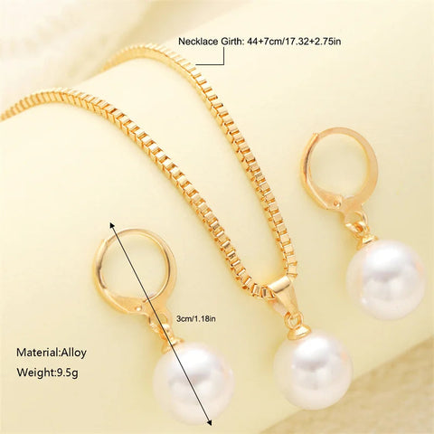 3 Pcs Round Pearl Jewelry Set Of Earring Pendant Necklace For Women Exquisite Fashion Rhinestone Double Wedding Jewelry Set Gift Ewkiki
