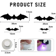 Halloween LED Bats Light Wall Decor,Realistic PVC 3D Bats Sticker Lights for Home Indoor Outdoor Halloween Party Wall Decoration