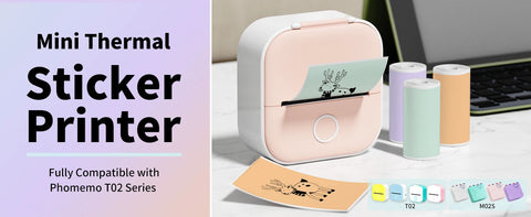 T02 Portable Printer Phomemo Mini Sticker Printer Self-adhesive Labels Inkless Sticker Printer for Journal, Notes, Photo, DIY Ewkiki
