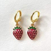 strawberry jewelry necklace earrings set y2k indie jewelry Ewkiki