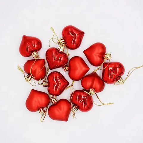 12PCS Love Christmas Tree Pendant Christmas Peach Heart Electroplated Ball Party Wedding Home Decoration Pendant Home Decoration - Ewkiki