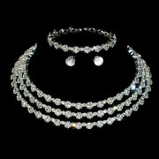 4-piece women's jewelry set with rhinestones, multi-layer collars, earrings, bracelets, wedding party accessories Ewkiki