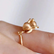Cute and Exquisite Rabbit Jewelry Sets New in Fun Matte Ancient Gold Craft Earrings for Women Ring Necklace Gifts to Girlfriend Ewkiki