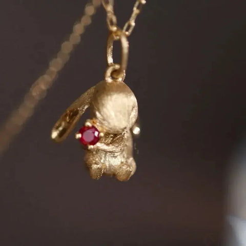 Cute and Exquisite Rabbit Jewelry Sets New in Fun Matte Ancient Gold Craft Earrings for Women Ring Necklace Gifts to Girlfriend Ewkiki