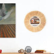 Boho Home Decoration Straw Hand-woven Mirror Wall Decoration Home Decoration Mirrors Bedroom  Macrame Wall Hanging - Ewkiki