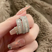 Korea New Fashion Jewelry Exquisite Silver Color Zircon Ring Elegant Women's Opening Adjustable Wedding Gift Luxury Accessory Ewkiki